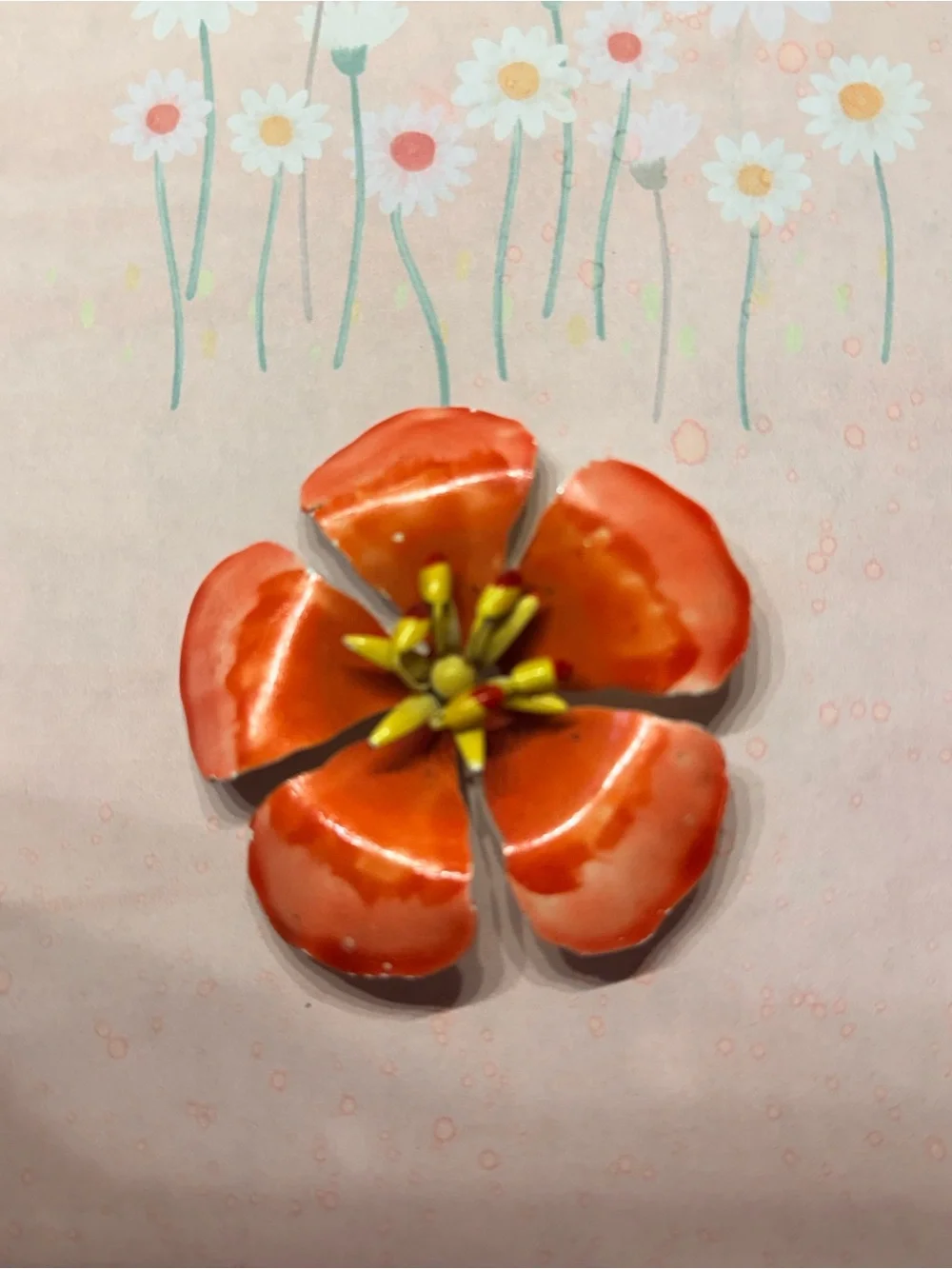 Enamel floral brooch